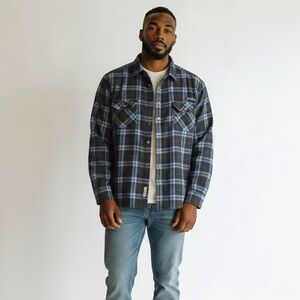 Cabela’s Men’s 4XL Tall Heavyweight Flannel Shirt Blue Plaid Button‎ Up Outdoor